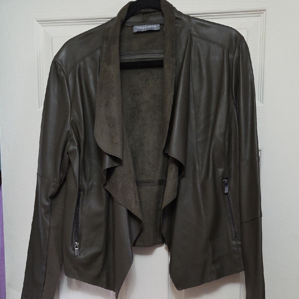 Bagatelle Women's Dark Olive Leather Jacket